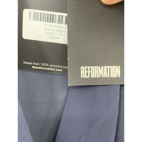 Reformation dress XS Mollie Indigo Blue Midi Wrap - Picture 6 of 8